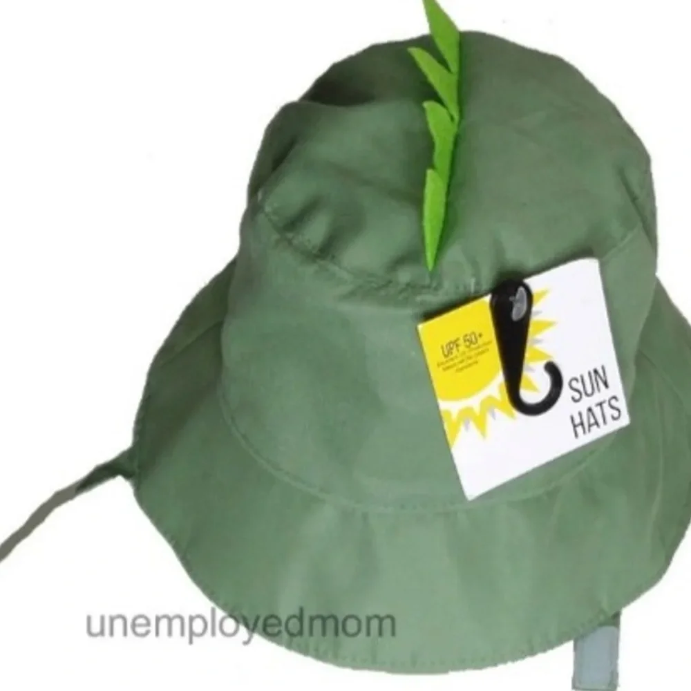 Dino Sun Hat Boys Bucket Chin Strap UPF 50+ Summer Beach Play Swim